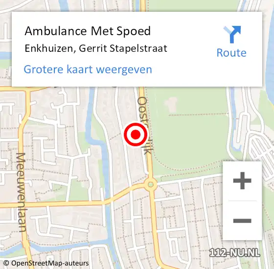 Locatie op kaart van de 112 melding: Ambulance Met Spoed Naar Enkhuizen, Gerrit Stapelstraat op 30 juni 2022 22:09