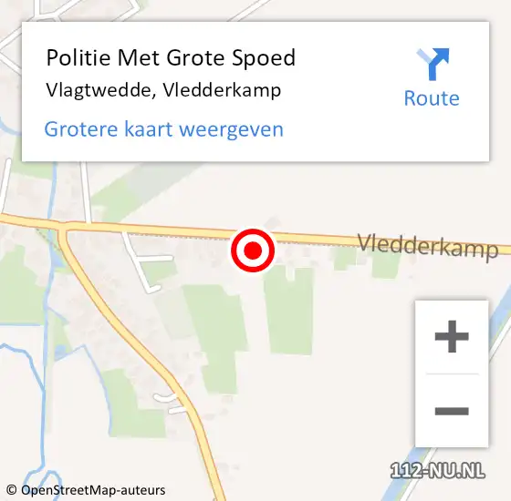Locatie op kaart van de 112 melding: Politie Met Grote Spoed Naar Vlagtwedde, Vledderkamp op 30 juni 2022 22:16