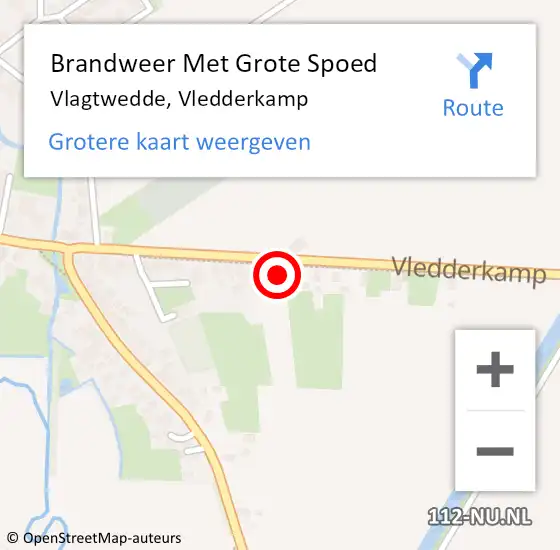 Locatie op kaart van de 112 melding: Brandweer Met Grote Spoed Naar Vlagtwedde, Vledderkamp op 30 juni 2022 22:20