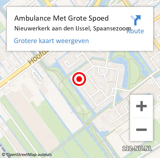 Locatie op kaart van de 112 melding: Ambulance Met Grote Spoed Naar Nieuwerkerk aan den IJssel, Spaansezoom op 30 juni 2022 22:24