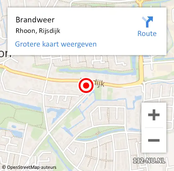 Locatie op kaart van de 112 melding: Brandweer Rhoon, Rijsdijk op 30 juni 2022 22:45