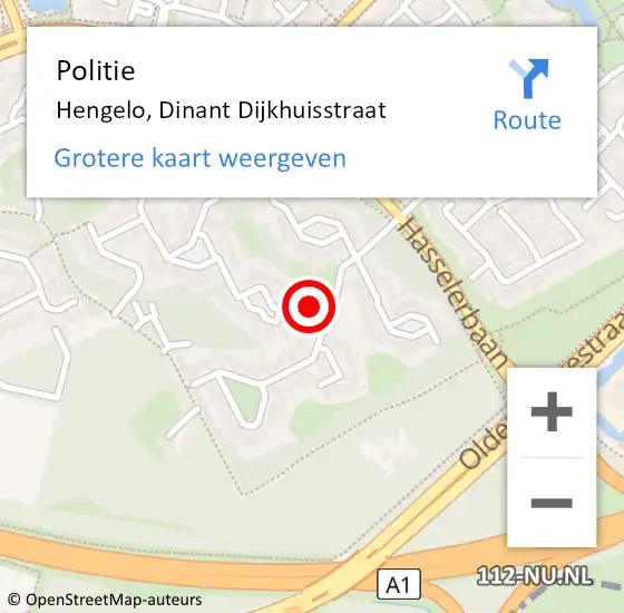 Locatie op kaart van de 112 melding: Politie Hengelo, Dinant Dijkhuisstraat op 30 juni 2022 22:47