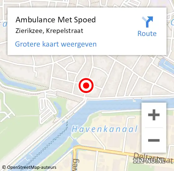 Locatie op kaart van de 112 melding: Ambulance Met Spoed Naar Zierikzee, Krepelstraat op 21 juli 2014 20:31