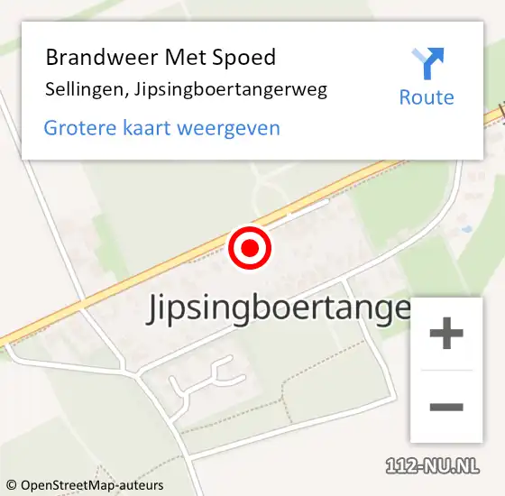 Locatie op kaart van de 112 melding: Brandweer Met Spoed Naar Sellingen, Jipsingboertangerweg op 30 juni 2022 22:58