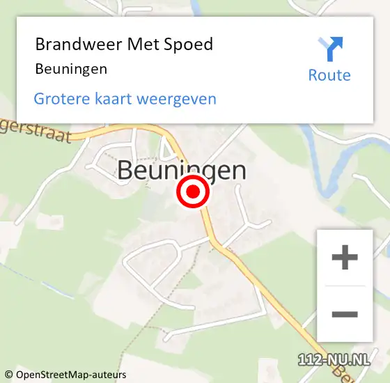 Locatie op kaart van de 112 melding: Brandweer Met Spoed Naar Beuningen op 30 juni 2022 22:59