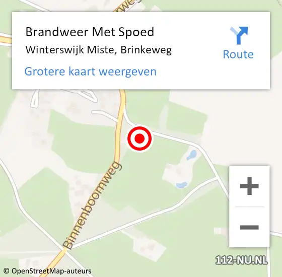 Locatie op kaart van de 112 melding: Brandweer Met Spoed Naar Winterswijk Miste, Brinkeweg op 30 juni 2022 23:04