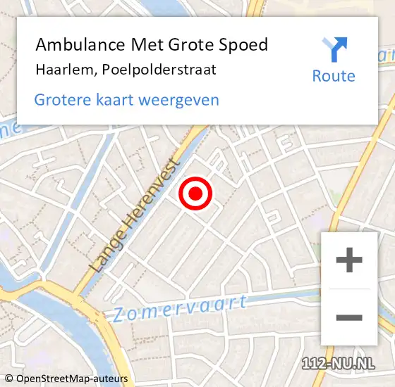 Locatie op kaart van de 112 melding: Ambulance Met Grote Spoed Naar Haarlem, Poelpolderstraat op 30 juni 2022 23:15