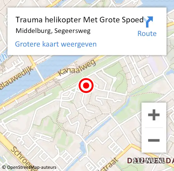 Locatie op kaart van de 112 melding: Trauma helikopter Met Grote Spoed Naar Middelburg, Segeersweg op 30 juni 2022 23:50