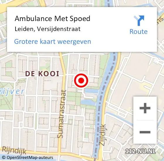 Locatie op kaart van de 112 melding: Ambulance Met Spoed Naar Leiden, Versijdenstraat op 1 juli 2022 00:16