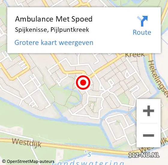 Locatie op kaart van de 112 melding: Ambulance Met Spoed Naar Spijkenisse, Pijlpuntkreek op 1 juli 2022 01:30