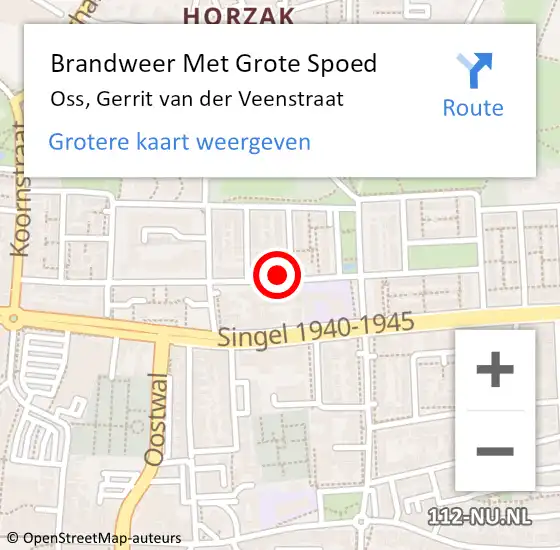 Locatie op kaart van de 112 melding: Brandweer Met Grote Spoed Naar Oss, Gerrit van der Veenstraat op 1 juli 2022 01:46