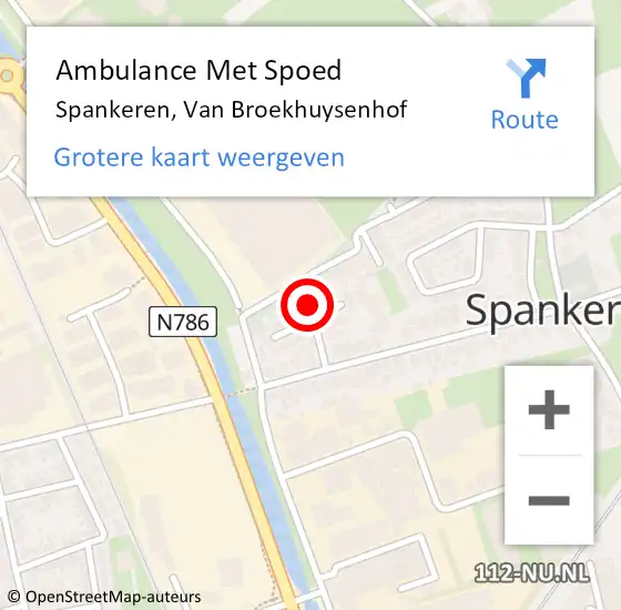 Locatie op kaart van de 112 melding: Ambulance Met Spoed Naar Spankeren, Van Broekhuysenhof op 1 juli 2022 01:46