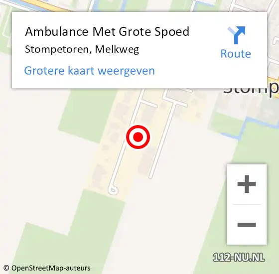 Locatie op kaart van de 112 melding: Ambulance Met Grote Spoed Naar Stompetoren, Melkweg op 1 juli 2022 02:09