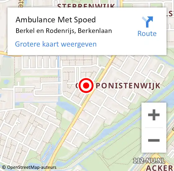 Locatie op kaart van de 112 melding: Ambulance Met Spoed Naar Berkel en Rodenrijs, Berkenlaan op 1 juli 2022 02:56