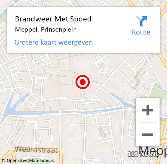 Locatie op kaart van de 112 melding: Brandweer Met Spoed Naar Meppel, Prinsenplein op 1 juli 2022 03:12