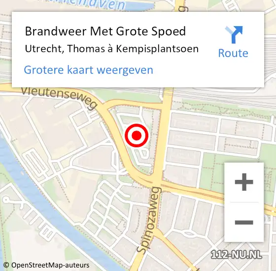 Locatie op kaart van de 112 melding: Brandweer Met Grote Spoed Naar Utrecht, Thomas à Kempisplantsoen op 1 juli 2022 03:13