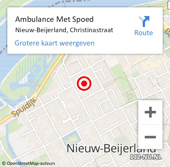 Locatie op kaart van de 112 melding: Ambulance Met Spoed Naar Nieuw-Beijerland, Christinastraat op 1 juli 2022 03:36