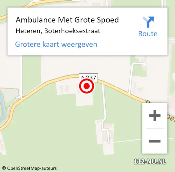 Locatie op kaart van de 112 melding: Ambulance Met Grote Spoed Naar Heteren, Boterhoeksestraat op 1 juli 2022 03:42