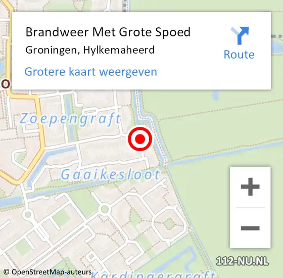 Locatie op kaart van de 112 melding: Brandweer Met Grote Spoed Naar Groningen, Hylkemaheerd op 1 juli 2022 04:13