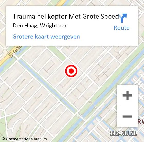 Locatie op kaart van de 112 melding: Trauma helikopter Met Grote Spoed Naar Den Haag, Wrightlaan op 1 juli 2022 05:34