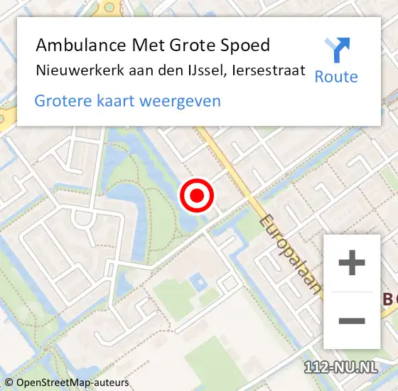 Locatie op kaart van de 112 melding: Ambulance Met Grote Spoed Naar Nieuwerkerk aan den IJssel, Iersestraat op 1 juli 2022 05:44