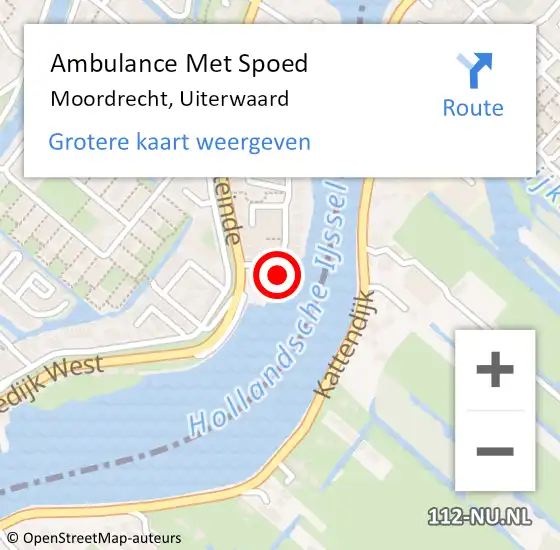 Locatie op kaart van de 112 melding: Ambulance Met Spoed Naar Moordrecht, Uiterwaard op 1 juli 2022 06:39