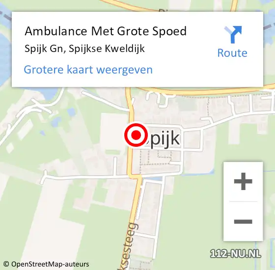 Locatie op kaart van de 112 melding: Ambulance Met Grote Spoed Naar Spijk Gn, Spijkse Kweldijk op 1 juli 2022 06:42