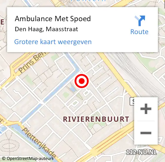 Locatie op kaart van de 112 melding: Ambulance Met Spoed Naar Den Haag, Maasstraat op 1 juli 2022 07:34