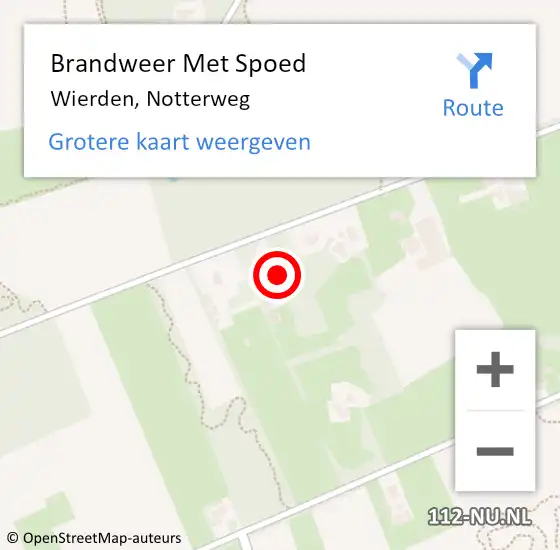 Locatie op kaart van de 112 melding: Brandweer Met Spoed Naar Wierden, Notterweg op 1 juli 2022 07:34