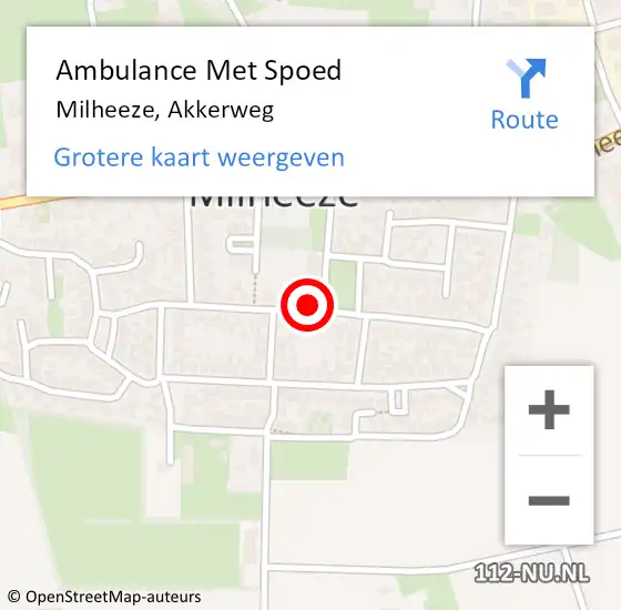 Locatie op kaart van de 112 melding: Ambulance Met Spoed Naar Milheeze, Akkerweg op 21 juli 2014 21:05