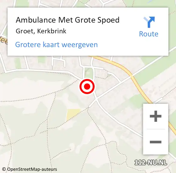 Locatie op kaart van de 112 melding: Ambulance Met Grote Spoed Naar Groet, Kerkbrink op 1 juli 2022 08:23