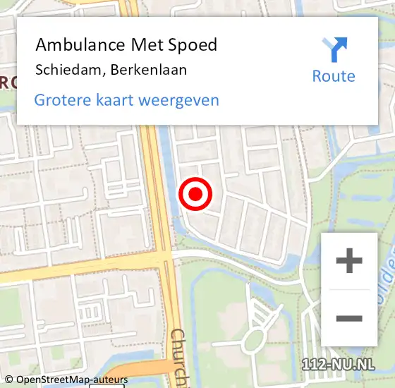 Locatie op kaart van de 112 melding: Ambulance Met Spoed Naar Schiedam, Berkenlaan op 1 juli 2022 08:24