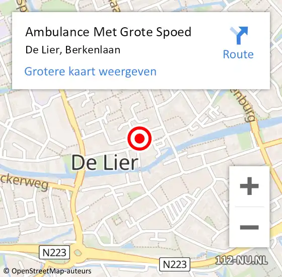 Locatie op kaart van de 112 melding: Ambulance Met Grote Spoed Naar De Lier, Berkenlaan op 1 juli 2022 08:48