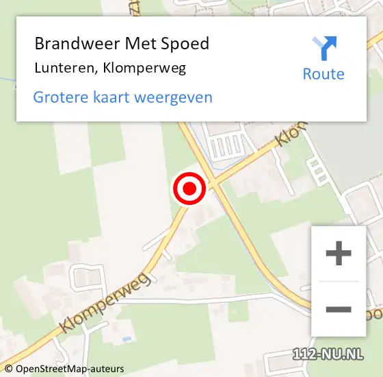 Locatie op kaart van de 112 melding: Brandweer Met Spoed Naar Lunteren, Klomperweg op 1 juli 2022 09:17