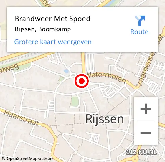 Locatie op kaart van de 112 melding: Brandweer Met Spoed Naar Rijssen, Boomkamp op 1 juli 2022 09:23