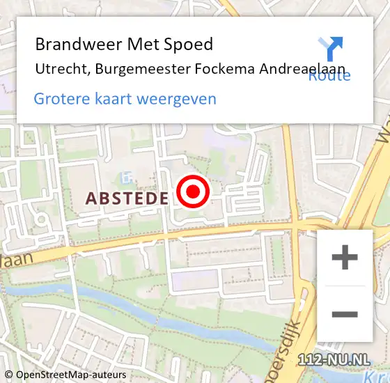 Locatie op kaart van de 112 melding: Brandweer Met Spoed Naar Utrecht, Burgemeester Fockema Andreaelaan op 1 juli 2022 09:24