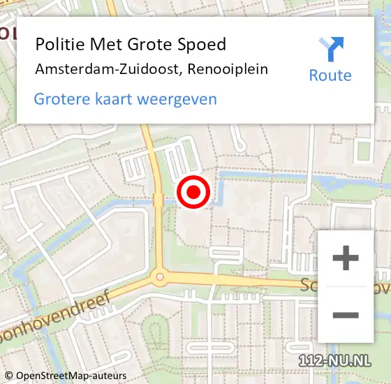 Locatie op kaart van de 112 melding: Politie Met Grote Spoed Naar Amsterdam-Zuidoost, Renooiplein op 1 juli 2022 09:30