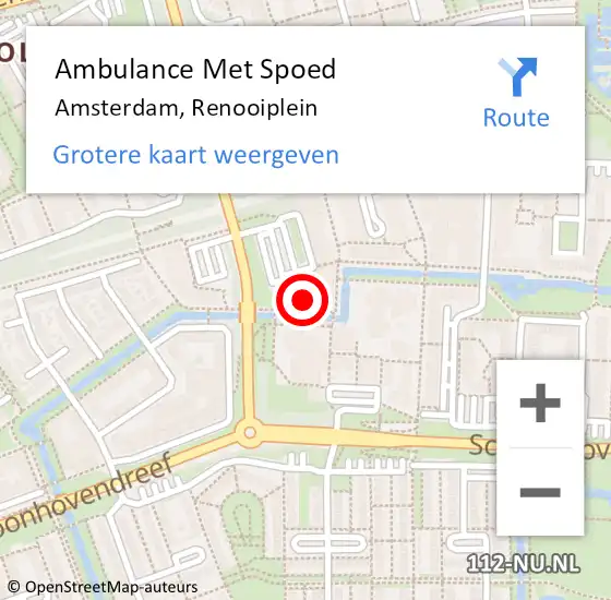 Locatie op kaart van de 112 melding: Ambulance Met Spoed Naar Amsterdam-Zuidoost, Renooiplein op 1 juli 2022 09:32