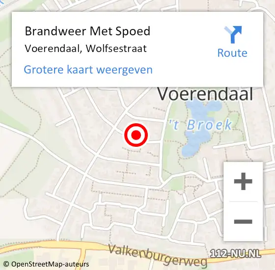 Locatie op kaart van de 112 melding: Brandweer Met Spoed Naar Voerendaal, Wolfsestraat op 1 juli 2022 09:51