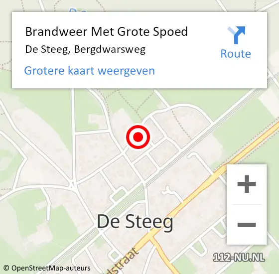 Locatie op kaart van de 112 melding: Brandweer Met Grote Spoed Naar De Steeg, Bergdwarsweg op 1 juli 2022 10:01