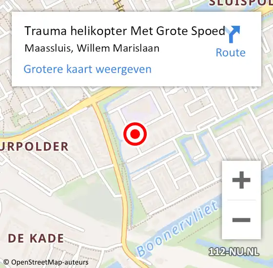 Locatie op kaart van de 112 melding: Trauma helikopter Met Grote Spoed Naar Maassluis, Willem Marislaan op 1 juli 2022 10:50