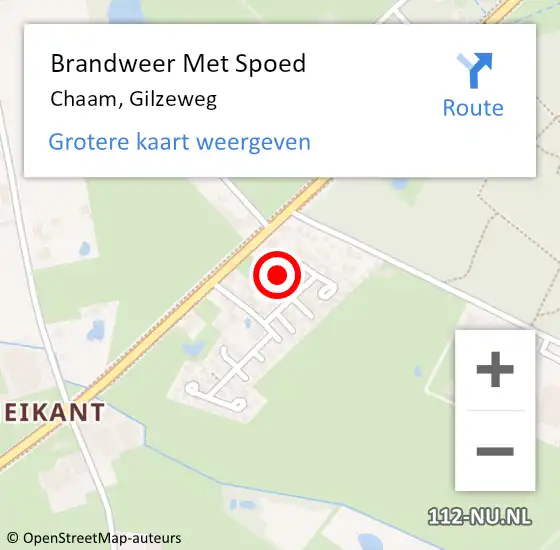 Locatie op kaart van de 112 melding: Brandweer Met Spoed Naar Chaam, Gilzeweg op 1 juli 2022 10:52