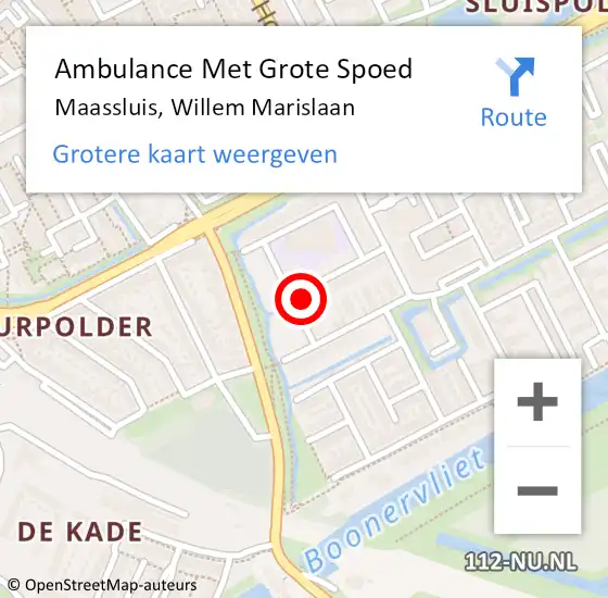 Locatie op kaart van de 112 melding: Ambulance Met Grote Spoed Naar Maassluis, Willem Marislaan op 1 juli 2022 11:00