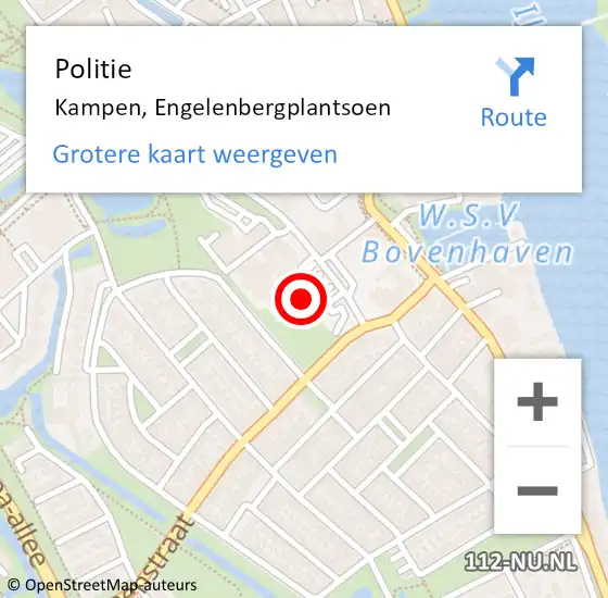 Locatie op kaart van de 112 melding: Politie Kampen, Engelenbergplantsoen op 1 juli 2022 11:09