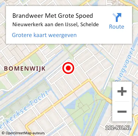 Locatie op kaart van de 112 melding: Brandweer Met Grote Spoed Naar Nieuwerkerk aan den IJssel, Schelde op 1 juli 2022 11:26