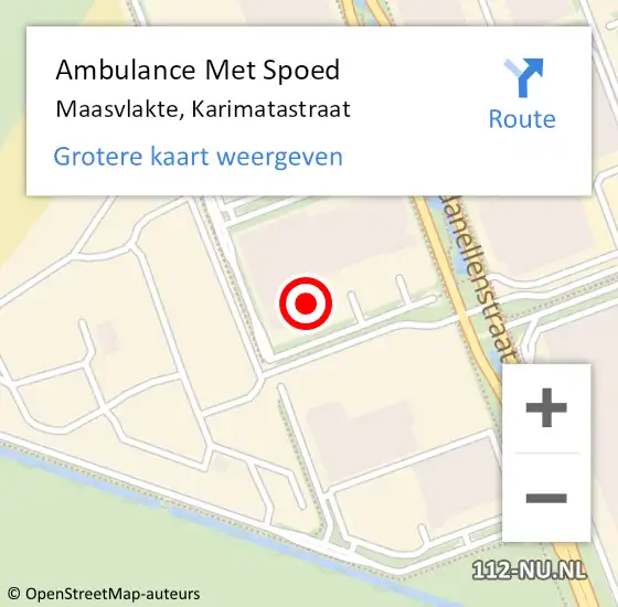 Locatie op kaart van de 112 melding: Ambulance Met Spoed Naar Maasvlakte, Karimatastraat op 1 juli 2022 11:34