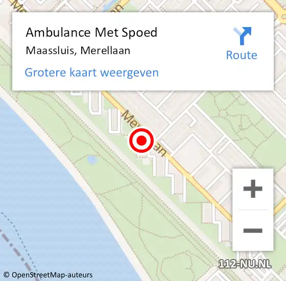 Locatie op kaart van de 112 melding: Ambulance Met Spoed Naar Maassluis, Merellaan op 1 juli 2022 11:44