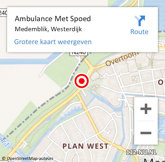 Locatie op kaart van de 112 melding: Ambulance Met Spoed Naar Medemblik, Westerdijk op 1 juli 2022 11:52