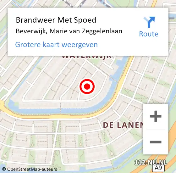 Locatie op kaart van de 112 melding: Brandweer Met Spoed Naar Beverwijk, Marie van Zeggelenlaan op 1 juli 2022 11:56