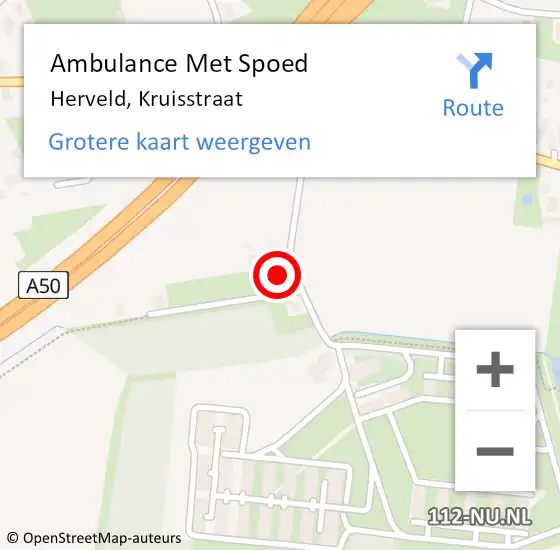 Locatie op kaart van de 112 melding: Ambulance Met Spoed Naar Herveld, Kruisstraat op 1 juli 2022 11:57